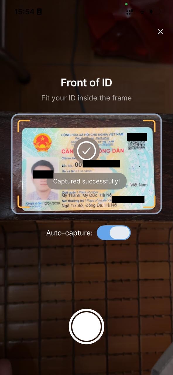 Front of ID capture