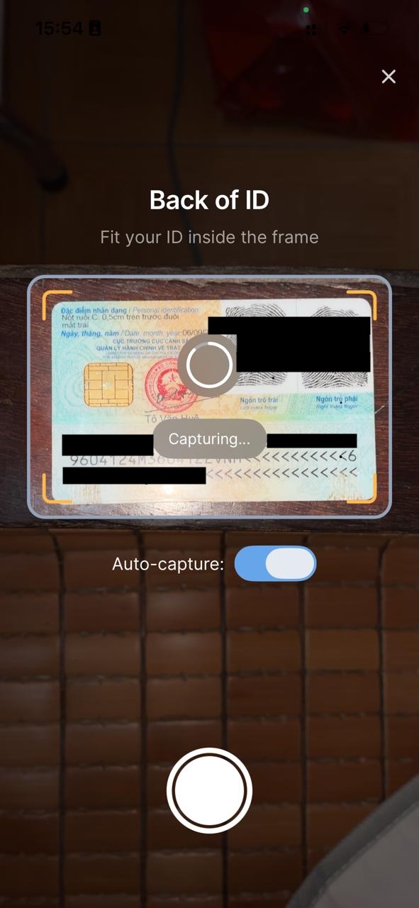 Back of ID capture