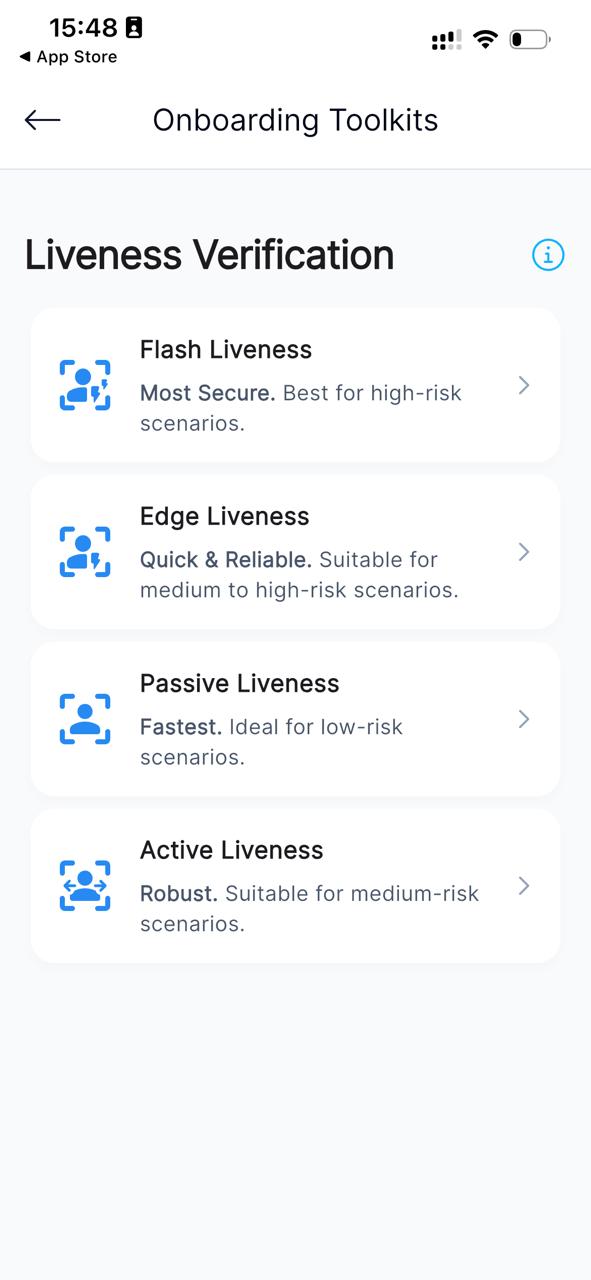 Liveness verification options